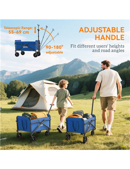 Outsunny 41L Festival Trolley on Wheels, Small Garden Folding Trolley Cart, 60kg Heavy Duty Collapsible Folding Wagon with Adjus - pic 178114 | FastDaddyshop