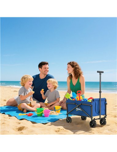 Outsunny 41L Festival Trolley on Wheels, Small Garden Folding Trolley Cart, 60kg Heavy Duty Collapsible Folding Wagon with Adjus