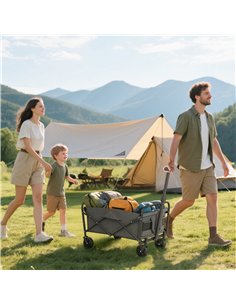 Outsunny 62L Festival Trolley on Wheels, Garden Folding Trolley Cart, 120kg Heavy Duty Collapsible Folding Wagon with Adjustable 2