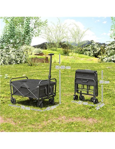 Outsunny 62L Festival Trolley on Wheels, Garden Folding Trolley Cart, 120kg Heavy Duty Collapsible Folding Wagon with Adjustable