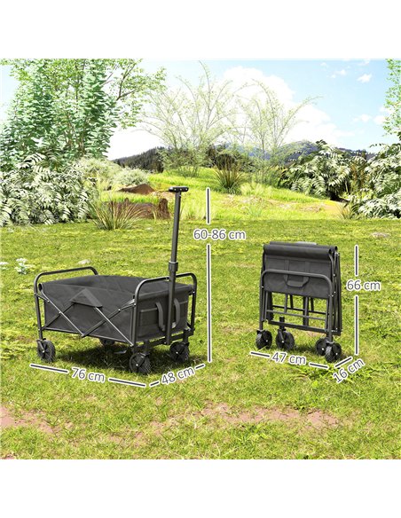 Outsunny 62L Festival Trolley on Wheels, Garden Folding Trolley Cart, 120kg Heavy Duty Collapsible Folding Wagon with Adjustable - pic 178118 | FastDaddyshop