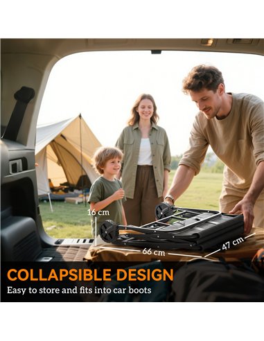 Outsunny 62L Festival Trolley on Wheels, Garden Folding Trolley Cart, 120kg Heavy Duty Collapsible Folding Wagon with Adjustable