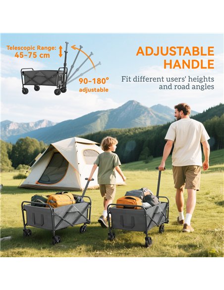 Outsunny 62L Festival Trolley on Wheels, Garden Folding Trolley Cart, 120kg Heavy Duty Collapsible Folding Wagon with Adjustable - pic 178123 | FastDaddyshop
