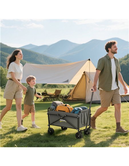 Outsunny 41L Festival Trolley on Wheels, Small Garden Folding Trolley Cart, 60kg Heavy Duty Collapsible Folding Wagon with Adjus - pic 178126 | FastDaddyshop