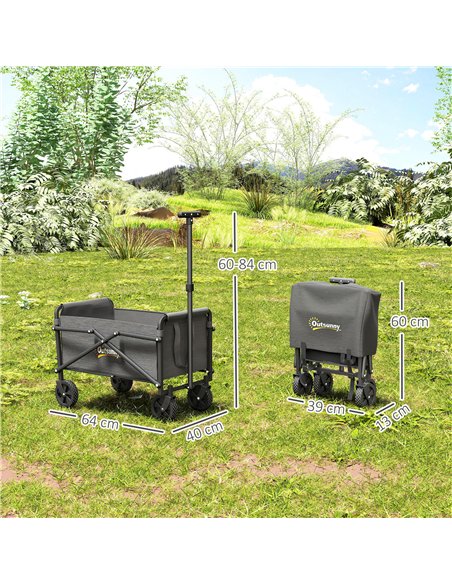 Outsunny 41L Festival Trolley on Wheels, Small Garden Folding Trolley Cart, 60kg Heavy Duty Collapsible Folding Wagon with Adjus - pic 178127 | FastDaddyshop