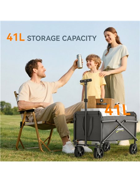 Outsunny 41L Festival Trolley on Wheels, Small Garden Folding Trolley Cart, 60kg Heavy Duty Collapsible Folding Wagon with Adjus - pic 178128 | FastDaddyshop