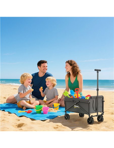 Outsunny 41L Festival Trolley on Wheels, Small Garden Folding Trolley Cart, 60kg Heavy Duty Collapsible Folding Wagon with Adjus - pic 178133 | FastDaddyshop