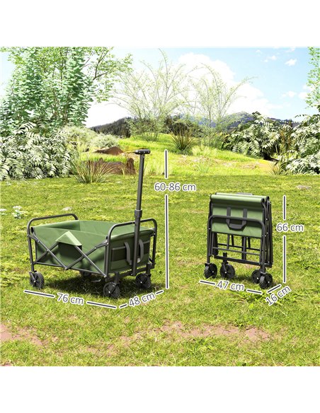 Outsunny 62L Festival Trolley on Wheels, Garden Folding Trolley Cart, 120kg Heavy Duty Collapsible Folding Wagon with Adjustable - pic 178136 | FastDaddyshop