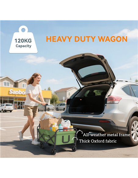Outsunny 62L Festival Trolley on Wheels, Garden Folding Trolley Cart, 120kg Heavy Duty Collapsible Folding Wagon with Adjustable - pic 178138 | FastDaddyshop