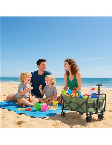 Outsunny 62L Festival Trolley on Wheels, Garden Folding Trolley Cart, 120kg Heavy Duty Collapsible Folding Wagon with Adjustable