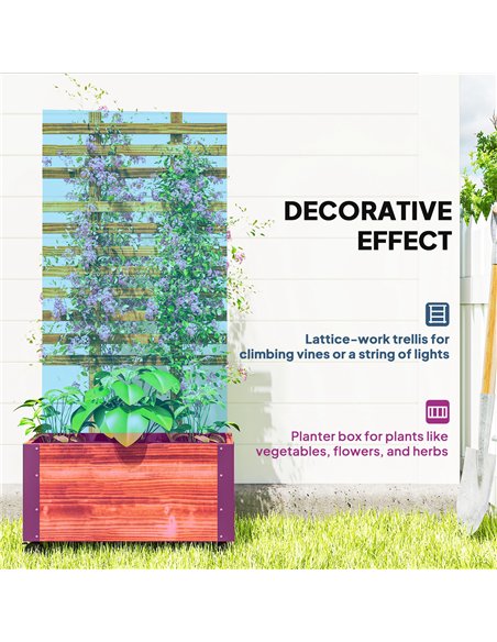 Outsunny Raised Garden Bed with Trellis, Outdoor Wooden Planter Box with Metal Corners and Wheels, Raised Bed for Garden - pic 178146 | FastDaddyshop