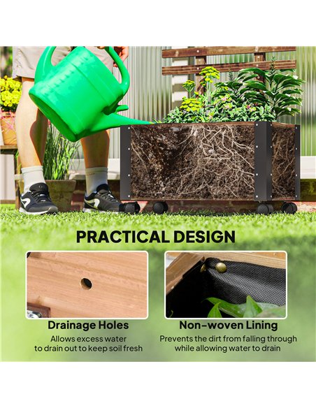 Outsunny Raised Garden Bed with Trellis, Outdoor Wooden Planter Box with Metal Corners and Wheels, Raised Bed for Garden - pic 178149 | FastDaddyshop