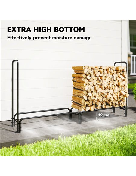 Outsunny Firewood Rack with Waterproof Cover, Heavy Duty Metal Log Store Indoors, Log Storage Holder for Outdoor Indoor Fireplac - pic 178156 | FastDaddyshop