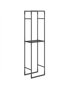 Outsunny Metal Firewood Log Holder, Heavy Duty Firewood Rack with Adjustable Shelf, Indoor Outdoor Fireplace Wood Storage Shelf,