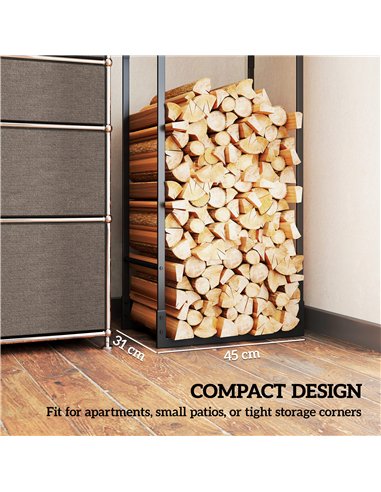 Outsunny Metal Firewood Log Holder, Heavy Duty Firewood Rack with Adjustable Shelf, Indoor Outdoor Fireplace Wood Storage Shelf,
