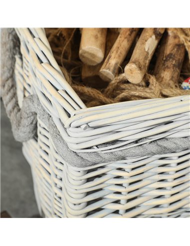 Outsunny Set of 3 Log Baskets for Wood Burner Indoor, Storage Basket with Lining and Rope Handles, Wicker Basket for Fireside St