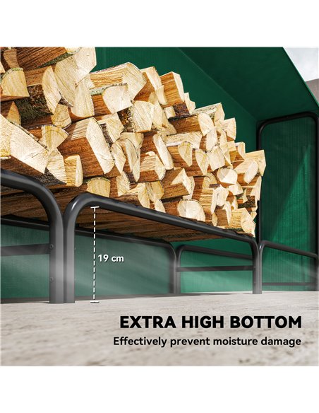 Outsunny Firewood Rack with Waterproof Cover, Heavy Duty Metal Log Store Indoors, Log Storage Holder for Outdoor Indoor Fireplac - pic 178183 | FastDaddyshop