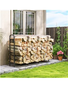 Outsunny 6.5 FT Steel Firewood Log Rack with 300 kg Capacity, Heavy Duty Indoor Outdoor Fireplace Wood Storage Shelf, Log Holder 2