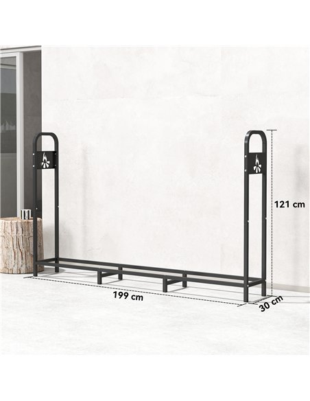Outsunny 6.5 FT Steel Firewood Log Rack with 300 kg Capacity, Heavy Duty Indoor Outdoor Fireplace Wood Storage Shelf, Log Holder - pic 178190 | FastDaddyshop