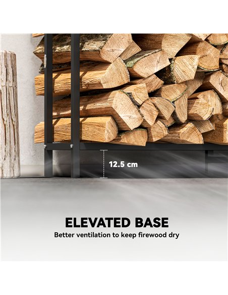 Outsunny 6.5 FT Steel Firewood Log Rack with 300 kg Capacity, Heavy Duty Indoor Outdoor Fireplace Wood Storage Shelf, Log Holder - pic 178193 | FastDaddyshop