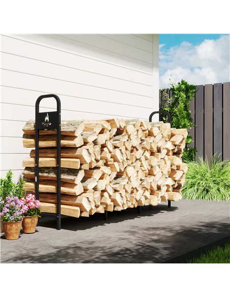 Outsunny 6.5 FT Steel Firewood Log Rack with 300 kg Capacity, Heavy Duty Indoor Outdoor Fireplace Wood Storage Shelf, Log Holder - pic 178195 | FastDaddyshop