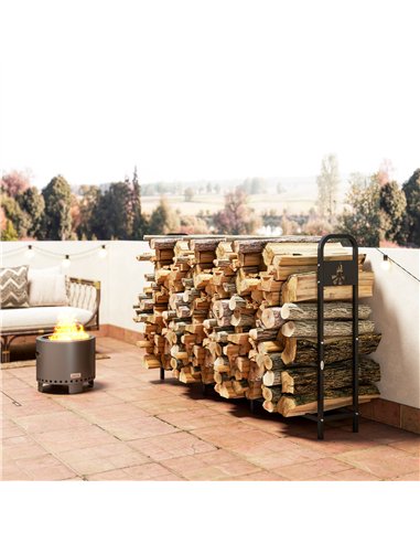 Outsunny 6.5 FT Steel Firewood Log Rack with 300 kg Capacity, Heavy Duty Indoor Outdoor Fireplace Wood Storage Shelf, Log Holder