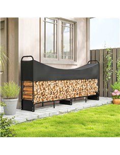 Outsunny 8.5ft Firewood Rack, Heavy Duty Log Storage Holder with Waterproof 600D Oxford Log Cover for Fireplace Fire Pits Outdoo 2