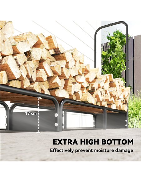 Outsunny 8.5ft Firewood Rack, Heavy Duty Log Storage Holder with Waterproof 600D Oxford Log Cover for Fireplace Fire Pits Outdoo - pic 178202 | FastDaddyshop