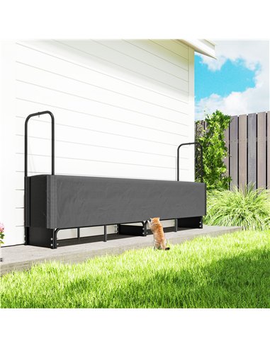 Outsunny 8.5ft Firewood Rack, Heavy Duty Log Storage Holder with Waterproof 600D Oxford Log Cover for Fireplace Fire Pits Outdoo