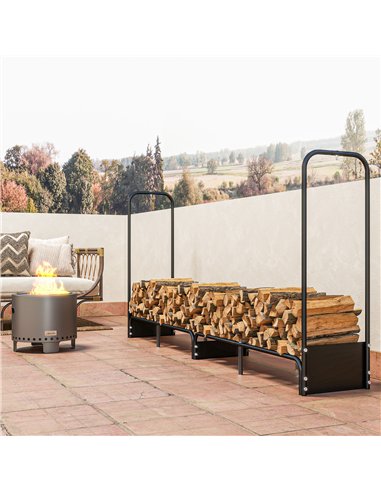 Outsunny 8.5ft Firewood Rack, Heavy Duty Log Storage Holder with Waterproof 600D Oxford Log Cover for Fireplace Fire Pits Outdoo