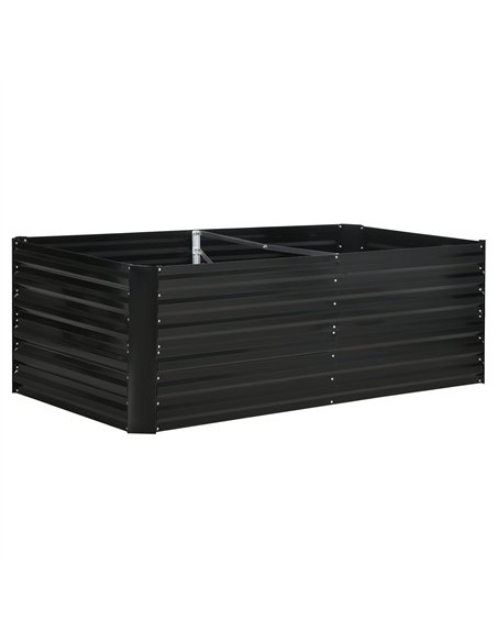 Outsunny Raised Beds for Garden, Galvanised Steel Outdoor Planters with Multi-reinforced Rods, 180 x 90 x 59 cm, Black - pic 178206 | FastDaddyshop