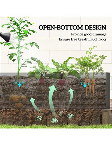 Outsunny Raised Beds for Garden, Galvanised Steel Outdoor Planters with Multi-reinforced Rods, 180 x 90 x 59 cm, Black