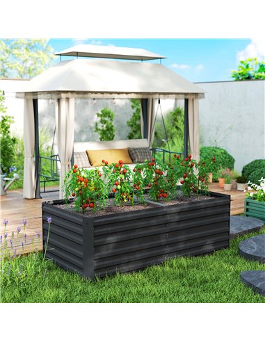 Outsunny Raised Beds for Garden, Galvanised Steel Outdoor Planters with Multi-reinforced Rods, 180 x 90 x 59 cm, Black