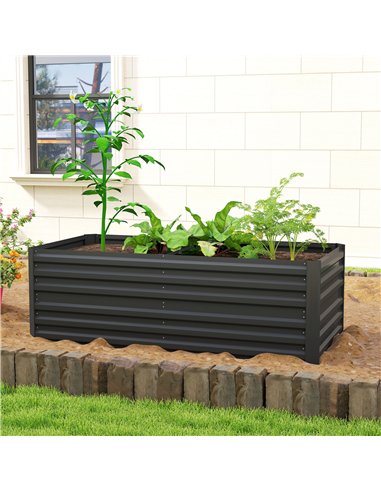 Outsunny Raised Beds for Garden, Galvanised Steel Outdoor Planters with Multi-reinforced Rods, 180 x 90 x 59 cm, Black