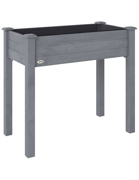 Outsunny Raised Bed for Garden, Wooden Elevated Planter Box with Bed Liner, for Flower Vegetable Herb, Dark Grey - pic 178215 | FastDaddyshop