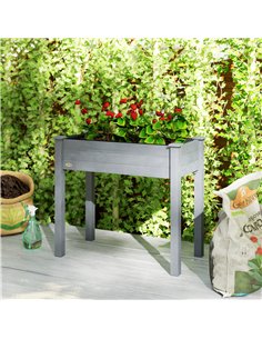 Outsunny Raised Bed for Garden, Wooden Elevated Planter Box with Bed Liner, for Flower Vegetable Herb, Dark Grey 2