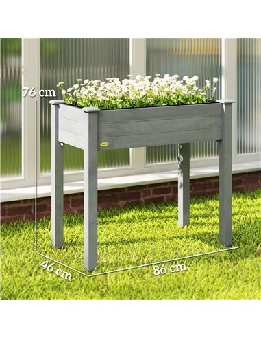 Outsunny Raised Bed for Garden, Wooden Elevated Planter Box with Bed Liner, for Flower Vegetable Herb, Dark Grey