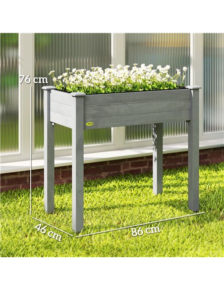 Outsunny Raised Bed for Garden, Wooden Elevated Planter Box with Bed Liner, for Flower Vegetable Herb, Dark Grey - pic 178217 | FastDaddyshop