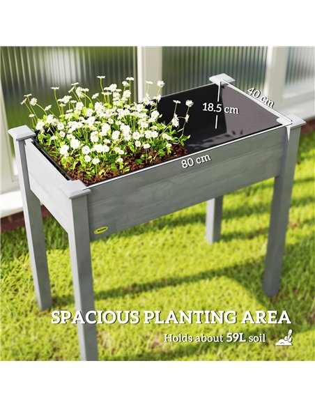 Outsunny Raised Bed for Garden, Wooden Elevated Planter Box with Bed Liner, for Flower Vegetable Herb, Dark Grey - pic 178218 | FastDaddyshop