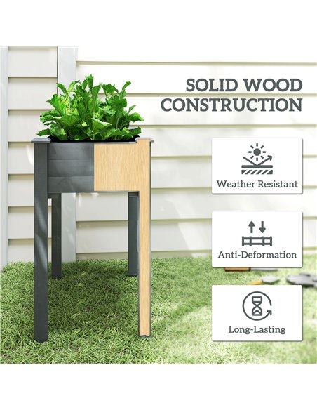 Outsunny Raised Bed for Garden, Wooden Elevated Planter Box with Bed Liner, for Flower Vegetable Herb, Dark Grey - pic 178219 | FastDaddyshop