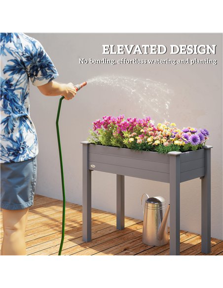 Outsunny Raised Bed for Garden, Wooden Elevated Planter Box with Bed Liner, for Flower Vegetable Herb, Dark Grey - pic 178220 | FastDaddyshop