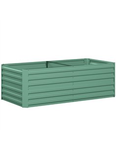 Outsunny Raised Beds for Garden, Galvanised Steel Outdoor Planters with Multi-reinforced Rods, 180 x 90 x 59 cm, Light Green