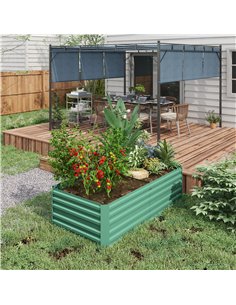 Outsunny Raised Beds for Garden, Galvanised Steel Outdoor Planters with Multi-reinforced Rods, 180 x 90 x 59 cm, Light Green 2