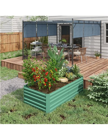 Outsunny Raised Beds for Garden, Galvanised Steel Outdoor Planters with Multi-reinforced Rods, 180 x 90 x 59 cm, Light Green