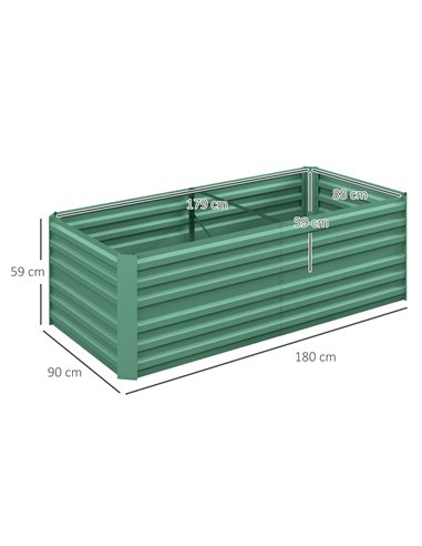 Outsunny Raised Beds for Garden, Galvanised Steel Outdoor Planters with Multi-reinforced Rods, 180 x 90 x 59 cm, Light Green