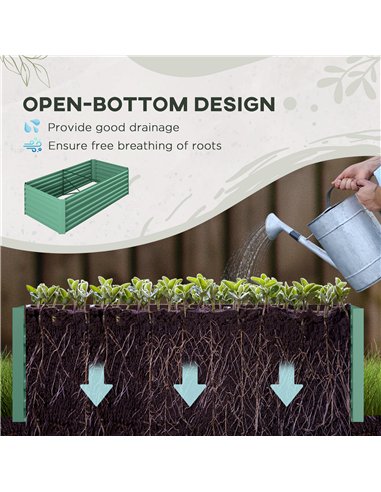 Outsunny Raised Beds for Garden, Galvanised Steel Outdoor Planters with Multi-reinforced Rods, 180 x 90 x 59 cm, Light Green