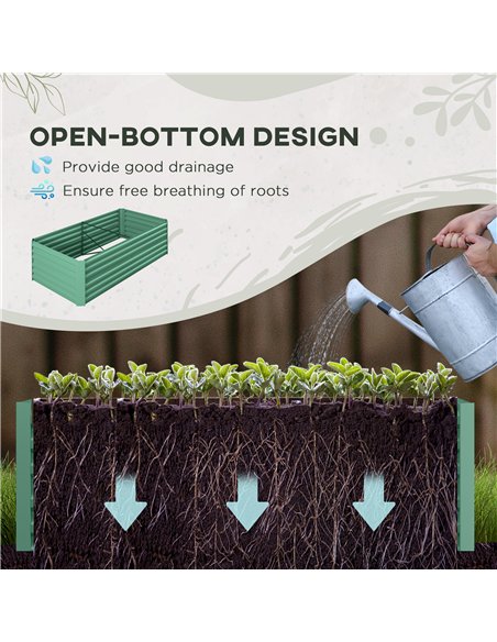 Outsunny Raised Beds for Garden, Galvanised Steel Outdoor Planters with Multi-reinforced Rods, 180 x 90 x 59 cm, Light Green - pic 178227 | FastDaddyshop