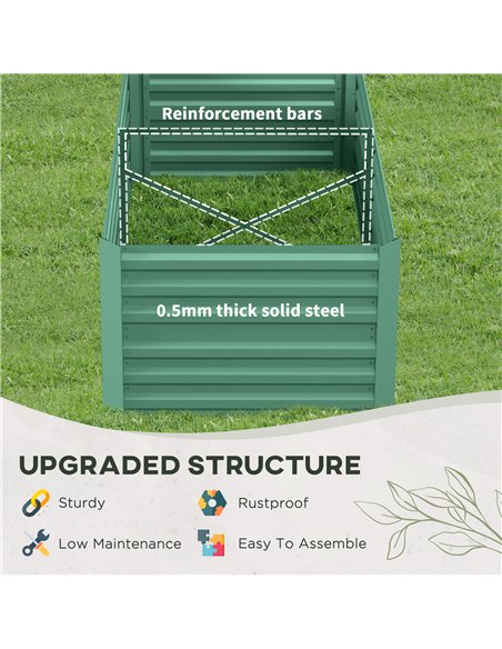 Outsunny Raised Beds for Garden, Galvanised Steel Outdoor Planters with Multi-reinforced Rods, 180 x 90 x 59 cm, Light Green - pic 178228 | FastDaddyshop