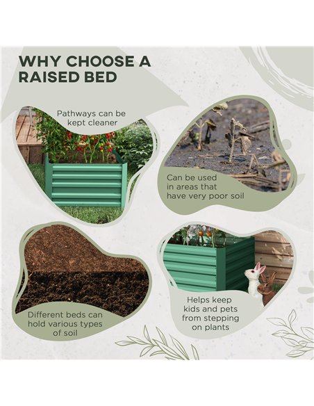 Outsunny Raised Beds for Garden, Galvanised Steel Outdoor Planters with Multi-reinforced Rods, 180 x 90 x 59 cm, Light Green - pic 178229 | FastDaddyshop