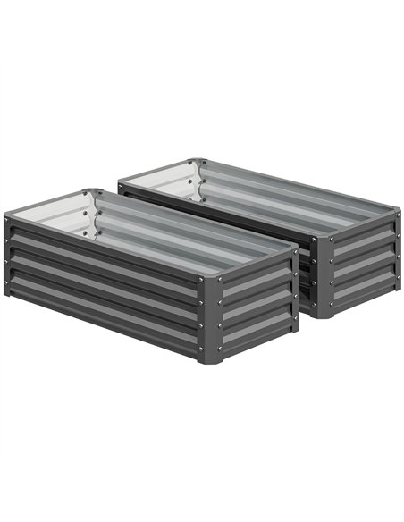 Outsunny Set of Two 110 x 50cm Steel Planter Boxes -  Light Grey - pic 178233 | FastDaddyshop